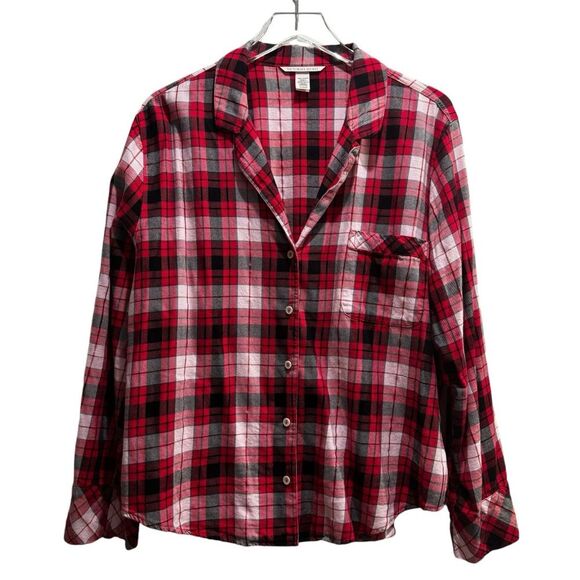 Victoria's Secret Holiday Red Plaid Pajama Top Size XL - Picture 1 of 5